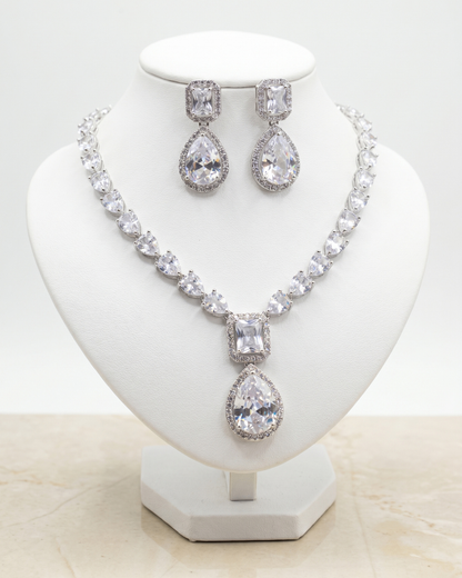 Emerald Grace American Diamond Teardrop Necklace Set | Premium Quality | American Diamond | Party wear
