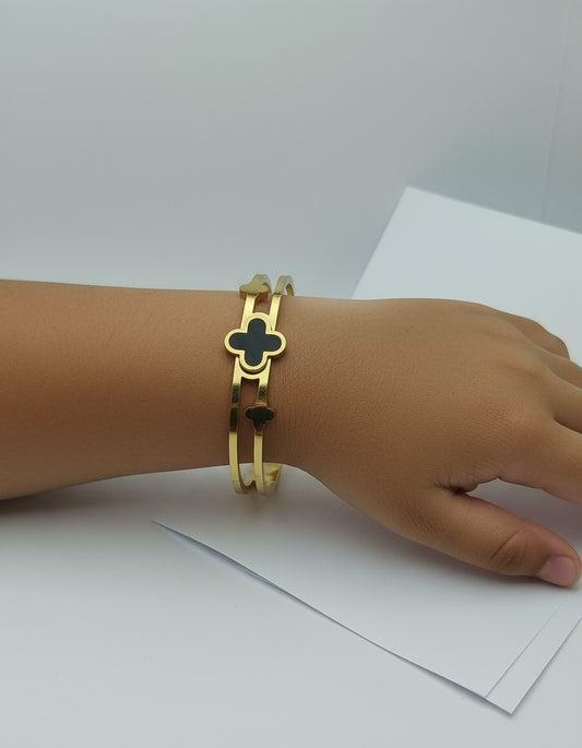 Black Clover Enamel Charm | Premium Quality | Elegant Kids Jewelry | Stainless Steel Gold Plated | Anti-tarnish | Daily wear | TE-GPKB-2311-007