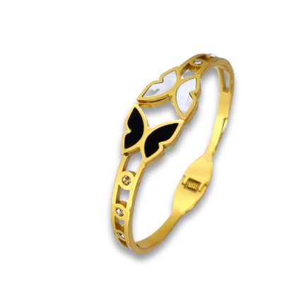 Double butterfly bracelet | Stainless Steel Gold Plated | Women Anti-tarnish bracelet | Kada Bracelet | TE/GPK/2510/004