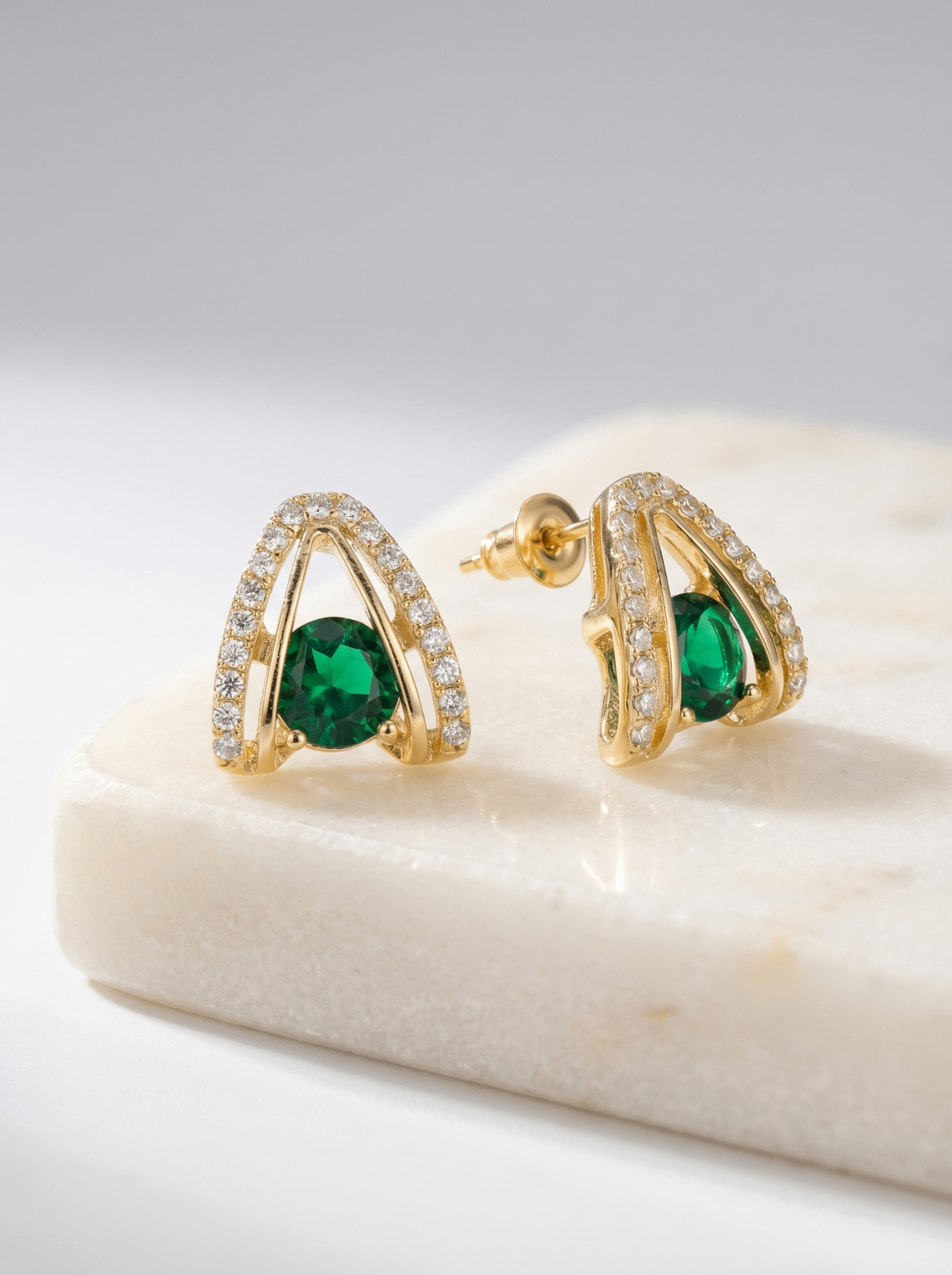 Emerald Crystal Earrings with Zircon Detailing | Earring