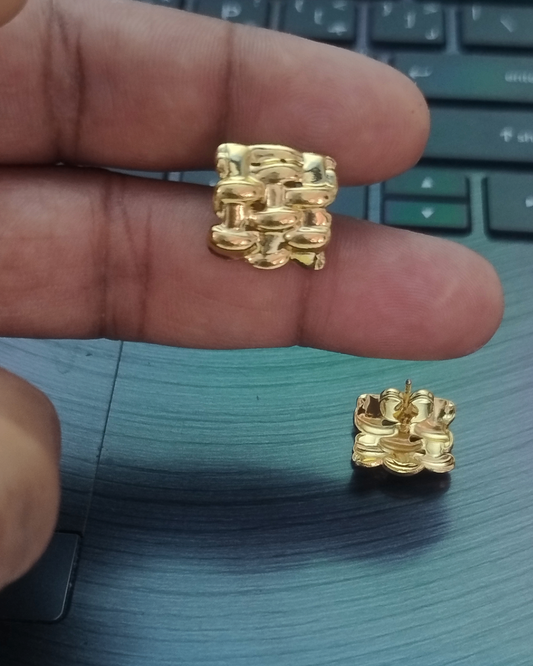 Luxe Weave Knot Gold Finish Earrings