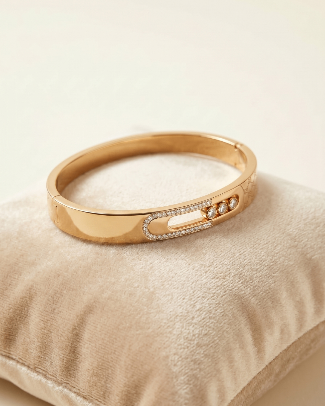 Golden Link Zircon Bracelet | Stainless Steel Brown Gold Plated | Women Anti-tarnish bracelet | Kada Bracelet
