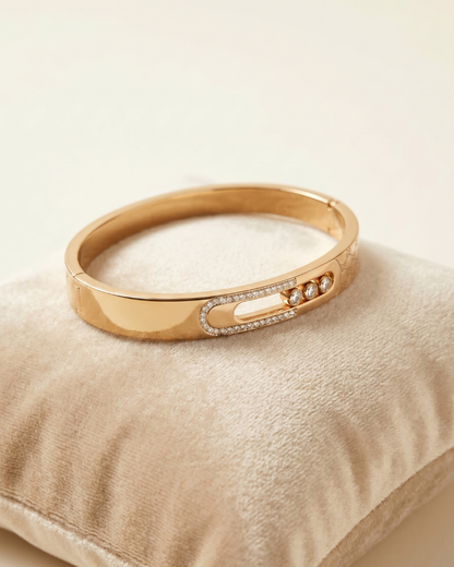 Golden Link Zircon Bracelet | Stainless Steel Brown Gold Plated | Women Anti-tarnish bracelet | Kada Bracelet