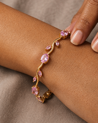 Pink Tulip Bracelet Premium Quality | Cubic Zirconia
