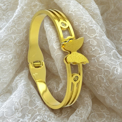Gold Butterfly Bracelet | Premium Quality | Elegant Kids Jewelry | Stainless Steel Gold Plated | Anti-tarnish | Daily wear | TE-GPKB-2311-003