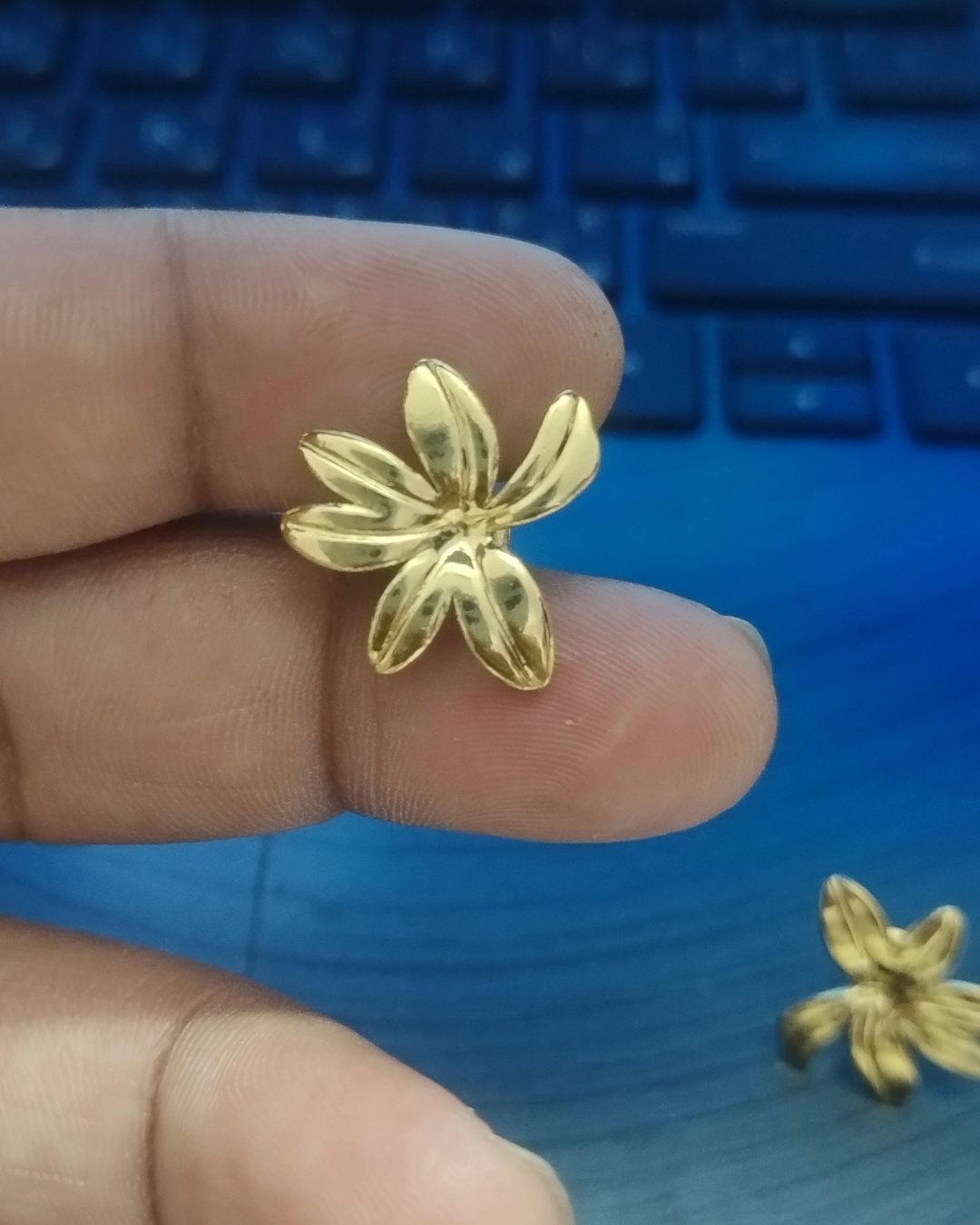 Minimalist Bloom Earrings in Glossy Gold Finish