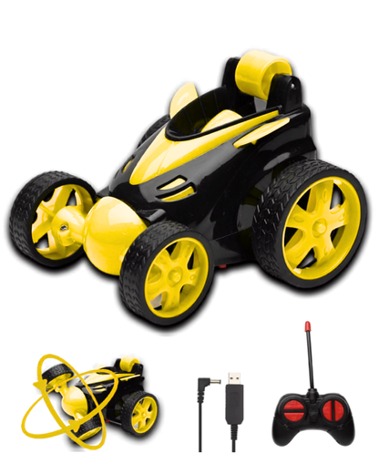 360° Rechargeable RC Stunt Car with LED Lights & Remote Control for Kids