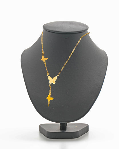 Butterfly Drop Necklace | Stainless Steel Gold Plated | Anti-tarnish Necklace | Daily wear