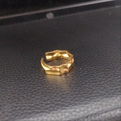 Gold Plated Hammered Adjustable Statement Ring | Premium Quality | Elegant Women's Jewelry | Stainless Steel Gold Plated | Anti-tarnish | Daily wear | TE-GPFR-0612-005