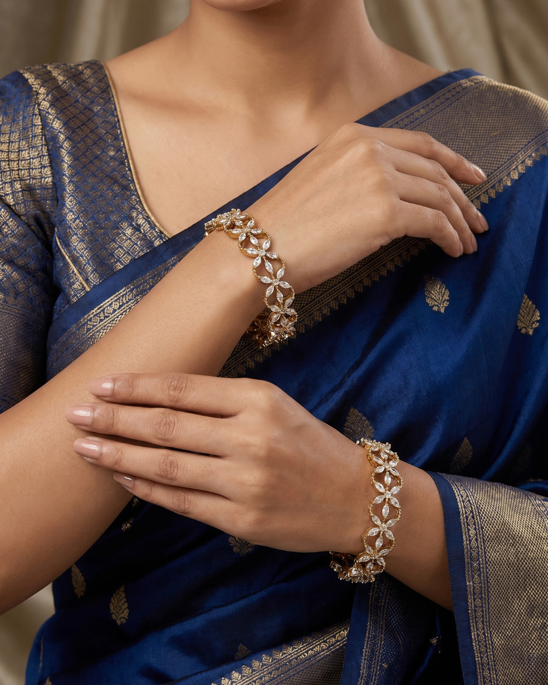 Luxury Gold(Mehandi) Star Zircon Designer Bangles (Set of 2) | Premium Quality | American Diamond | Party wear