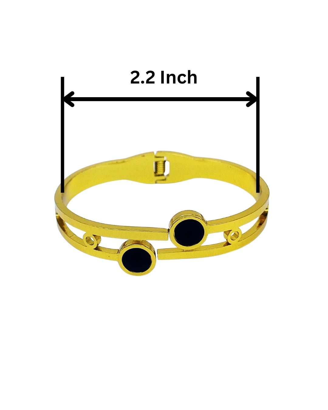 Black Round Accents Gold-Plated Bracelet | Premium Quality | Elegant Kids Jewelry | Stainless Steel Gold Plated | TE-GPKB-2311-006