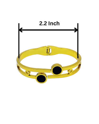 Black Round Accents Gold-Plated Bracelet | Premium Quality | Elegant Kids Jewelry | Stainless Steel Gold Plated | TE-GPKB-2311-006