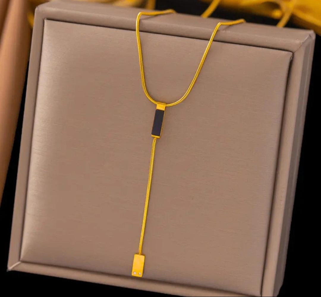 Geometric Lariat Necklace | Stainless Steel Gold Plated | Anti-tarnish Necklace | Daily wear | TE-GPC-0511-023