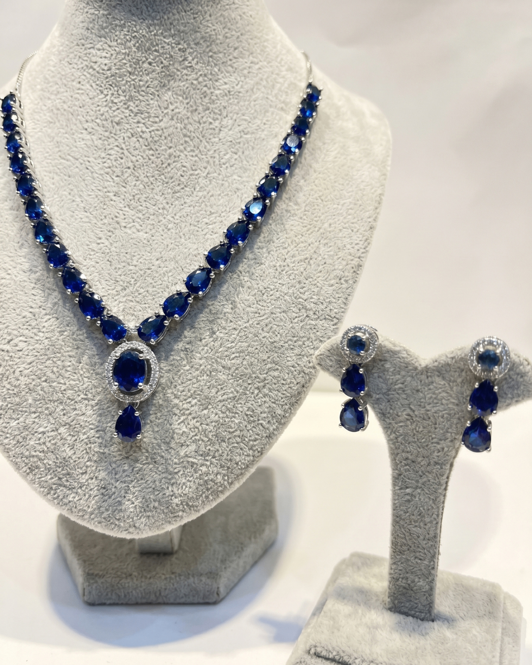 Midnight Sapphire American Diamond Necklace & Earrings Set | Premium Quality | American Diamond | Party wear
