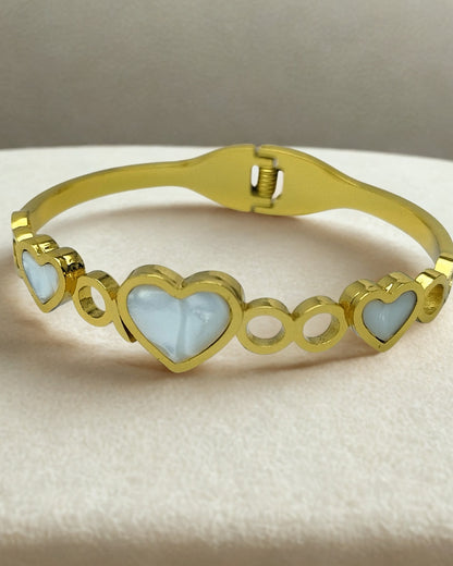 Heart Design with White Inlay Bracelet | Premium Quality | Elegant Kids Jewelry | Stainless Steel Gold Plated | Anti-tarnish | Daily wear | TE-GPKB-2311-010