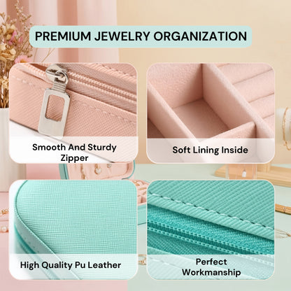 Travel Small Jewelry Organizer Box with Ring & Necklace Storage