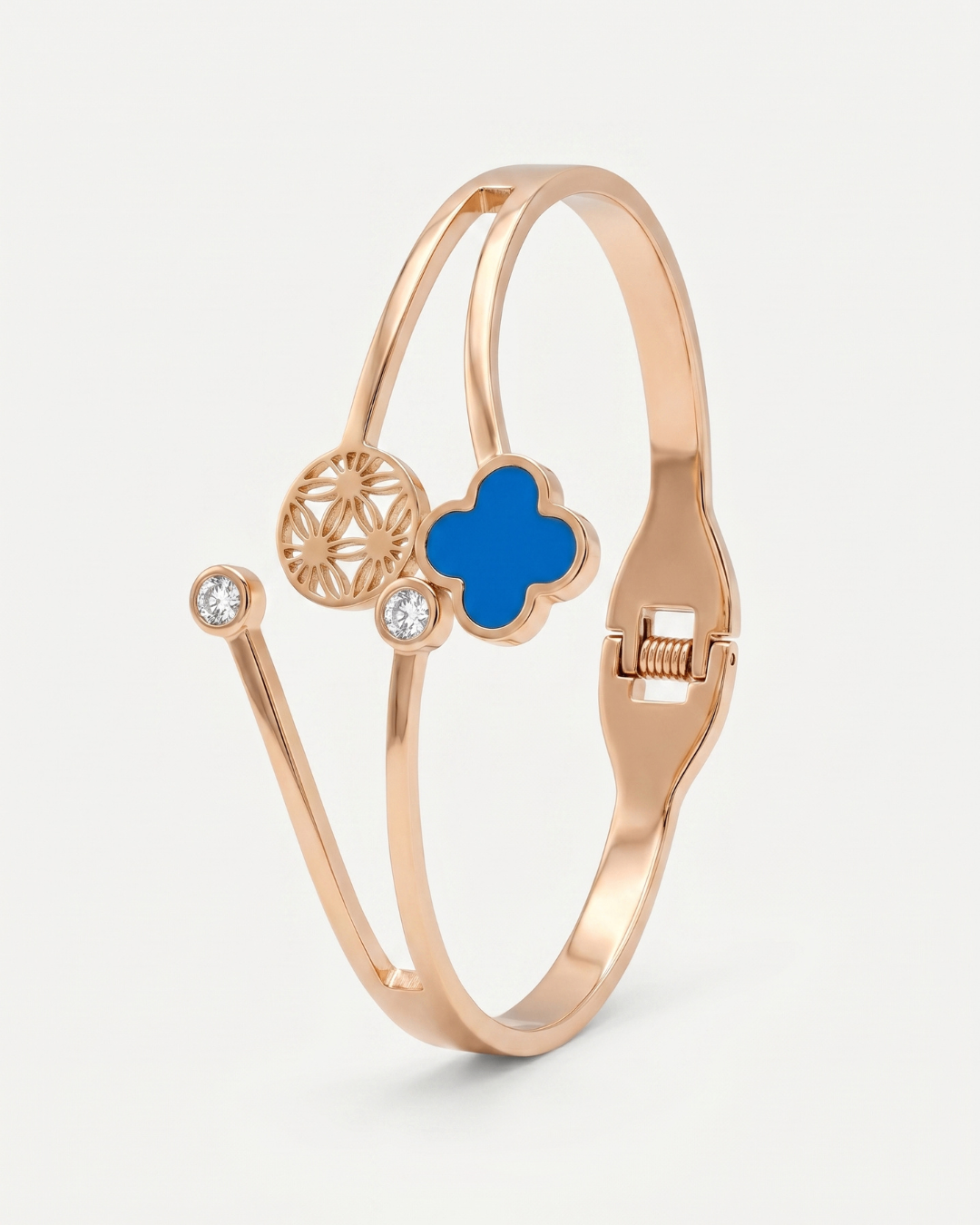 Azure Clover Charm Rose Gold Dual-Line Elegant Bracelet | Stainless Steel Rose Gold Plated