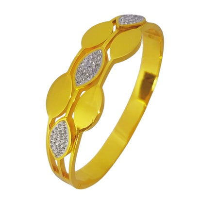 Double band stone bracelet | Stainless Steel Gold Plated | Women Anti-tarnish bracelet | Kada Bracelet | TE/GPK/2510/002