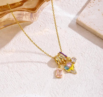 Cone Ice Cream Charm Necklace | Stainless Steel Gold Plated | Anti-tarnish Necklace | Daily wear | TE-GPC-0511-014