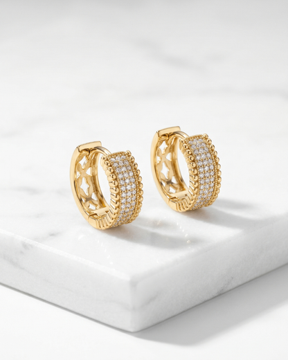 Veloura Pavé Luxe Gold Huggie Earrings | Gold Plated | Premium Quality