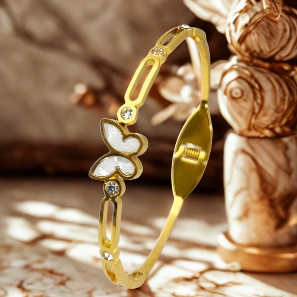 Single butterfly bracelet | Stainless Steel Gold Plated | Women Anti-tarnish bracelet | Kada Bracelet | TE/GPK/2510/002