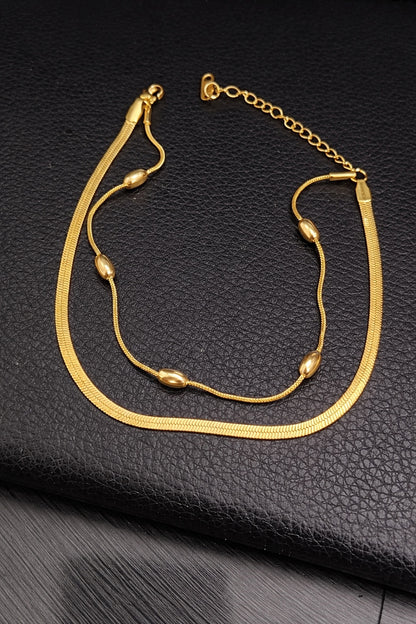 Gold Finish 2 Layer Anklet(Single Piece) | Premium Quality | Daily wear | TE-ANK-2912-003