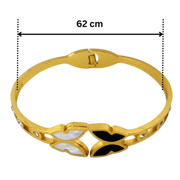 Double butterfly bracelet | Stainless Steel Gold Plated | Women Anti-tarnish bracelet | Kada Bracelet | TE/GPK/2510/004
