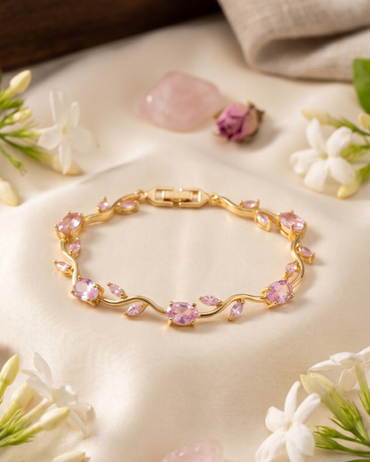 Pink Tulip Bracelet Premium Quality | Cubic Zirconia