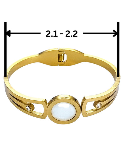 White Pearl finish and Zircon Stone Bracelet | Premium Quality | Elegant Kids Jewelry | Stainless Steel Gold Plated | Anti-tarnish | Daily wear | TE-GPKB-2311-001
