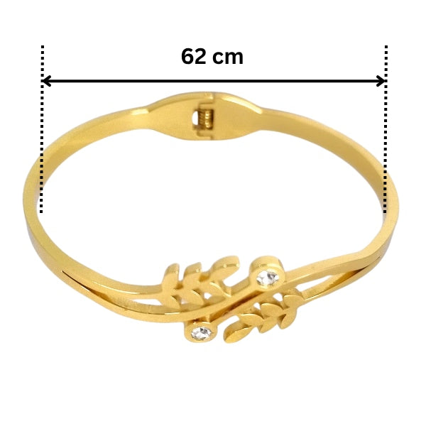 Leaf bracelet | Stainless Steel Gold Plated | Women Anti-tarnish bracelet | Kada Bracelet | TE/GPK/2510/006