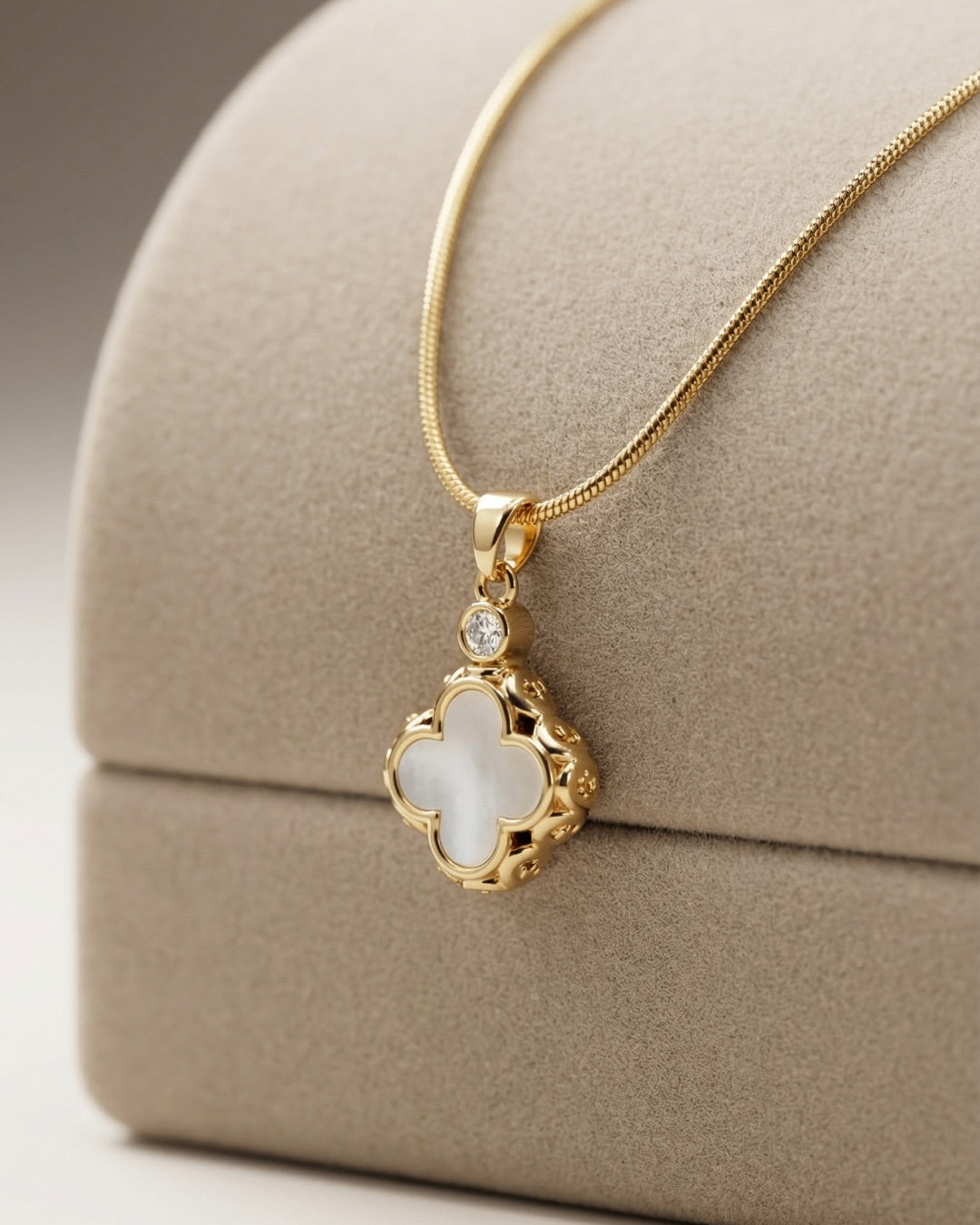 Gold Plated Clover Charm Pendant Necklace | Anti-tarnish Necklace | Daily wear | TE-GPC-0511-032