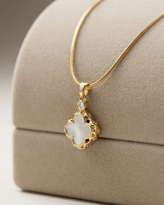 Gold Plated Clover Charm Pendant Necklace | Anti-tarnish Necklace | Daily wear | TE-GPC-0511-032