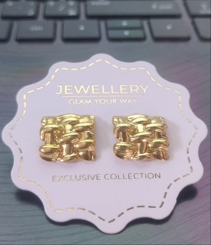 Luxe Weave Knot Gold Finish Earrings