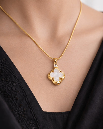 Gold Plated Clover Charm Pendant Necklace | Anti-tarnish Necklace | Daily wear | TE-GPC-0511-032