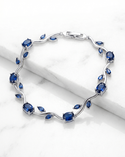 Silver Tone Blue Stone Bow Design Bracelet for Women | Premium Quality | Cubic Zirconia