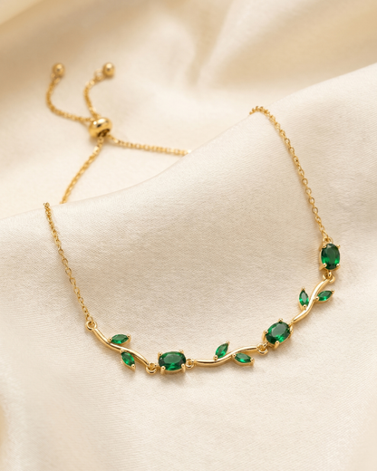 Emerald Green Tulip Necklace in Gold Finish | American Diamomd
