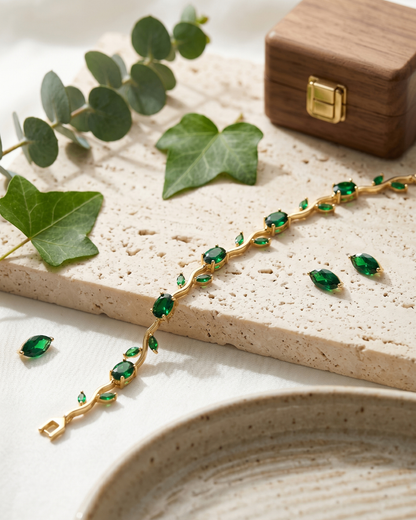 Emerald Green Tulip Bracelet | Premium Quality | Cubic Zirconia