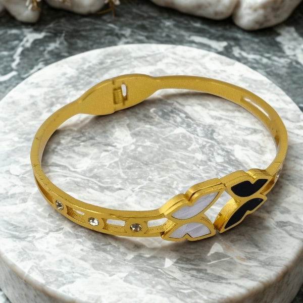 Double butterfly bracelet | Stainless Steel Gold Plated | Women Anti-tarnish bracelet | Kada Bracelet | TE/GPK/2510/004