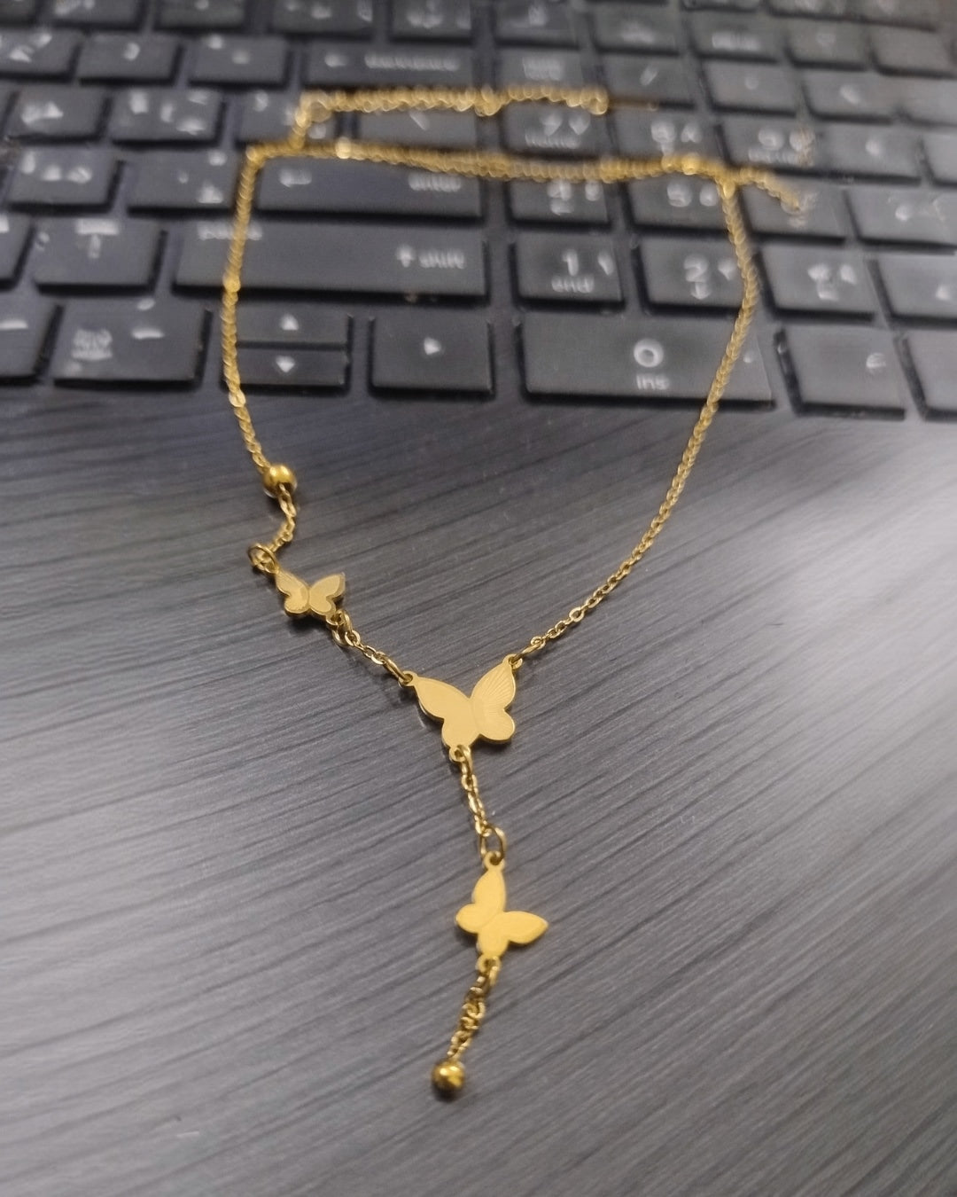 Butterfly Drop Necklace | Stainless Steel Gold Plated | Anti-tarnish Necklace | Daily wear