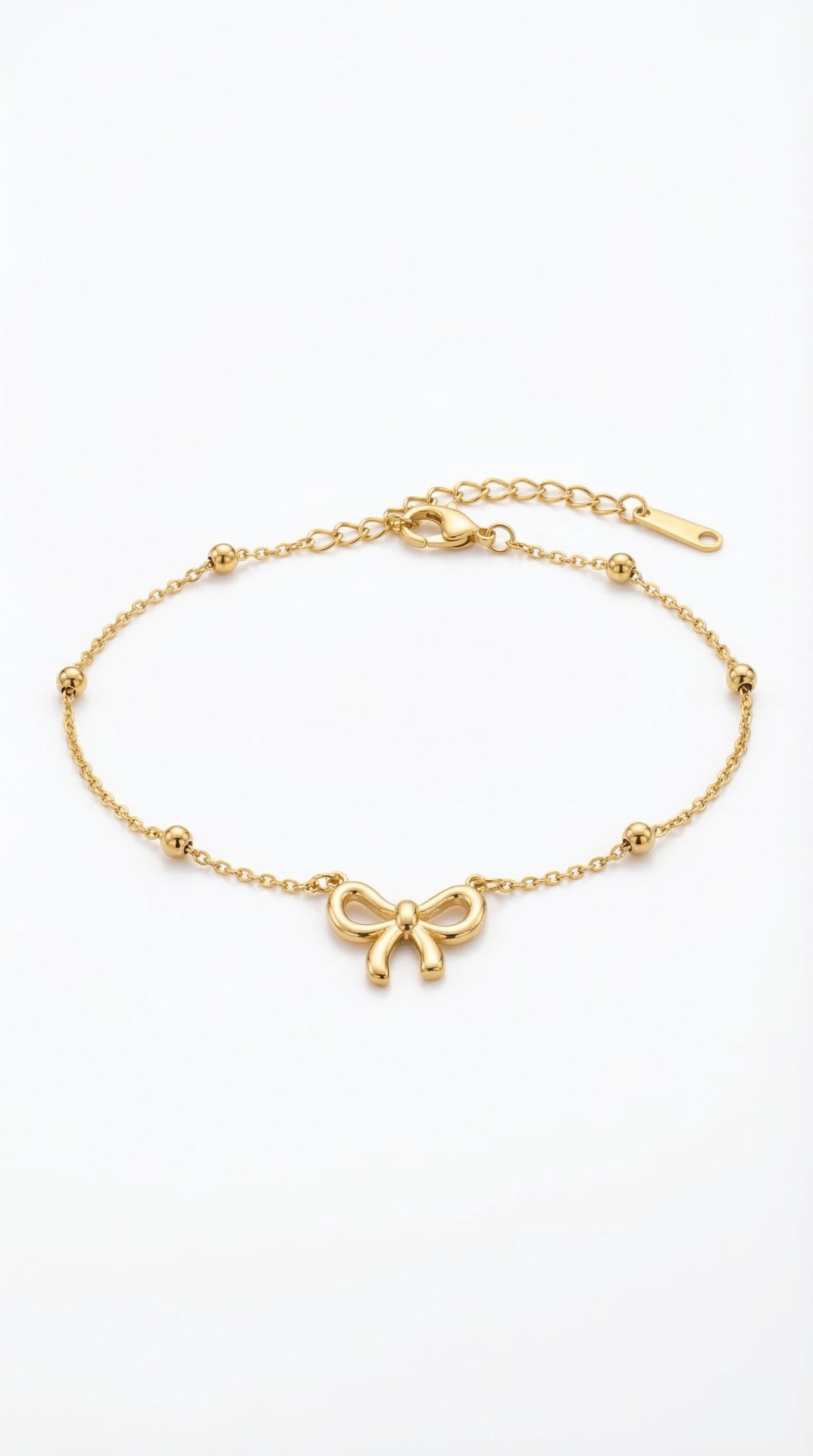 Gold Plated Bow Charm Chain Bracelet for Women | Anti-tarnish | Trendy Bracelet