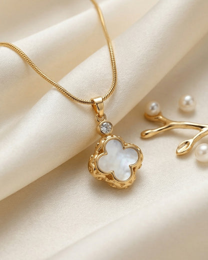 Gold Plated Clover Charm Pendant Necklace | Anti-tarnish Necklace | Daily wear | TE-GPC-0511-032