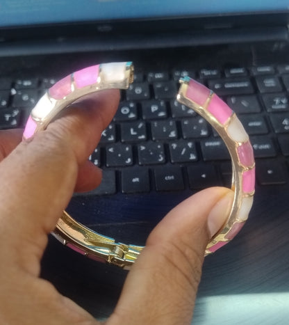 Pink & Ivory Enamel Gold-Tone Bracelet