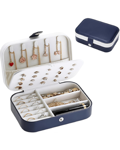 Portable Travel Jewelry Organizer Box – Necklace, Ring & Earring Storage Case