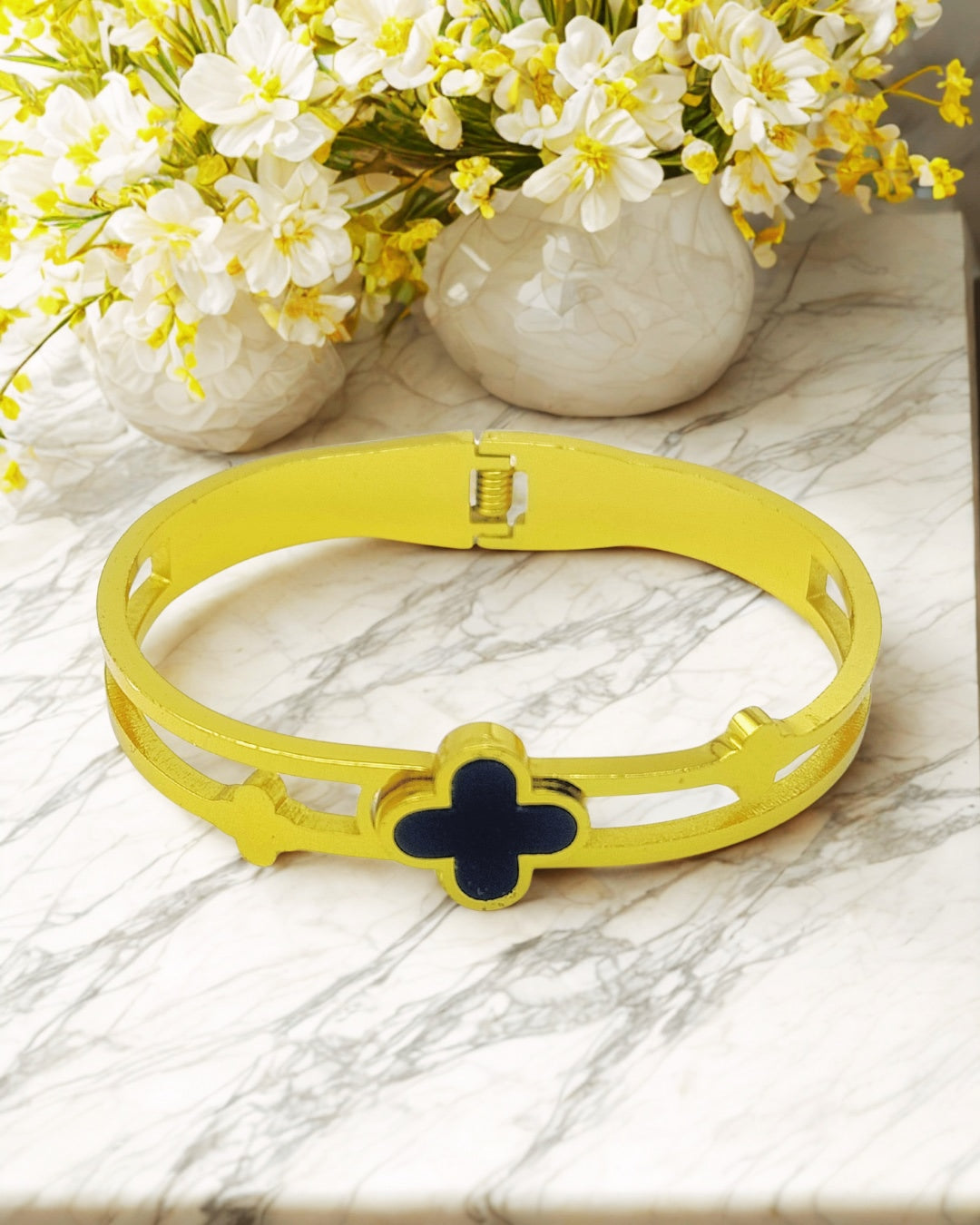 Black Clover Enamel Charm | Premium Quality | Elegant Kids Jewelry | Stainless Steel Gold Plated | Anti-tarnish | Daily wear | TE-GPKB-2311-007