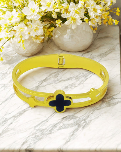 Black Clover Enamel Charm | Premium Quality | Elegant Kids Jewelry | Stainless Steel Gold Plated | Anti-tarnish | Daily wear | TE-GPKB-2311-007