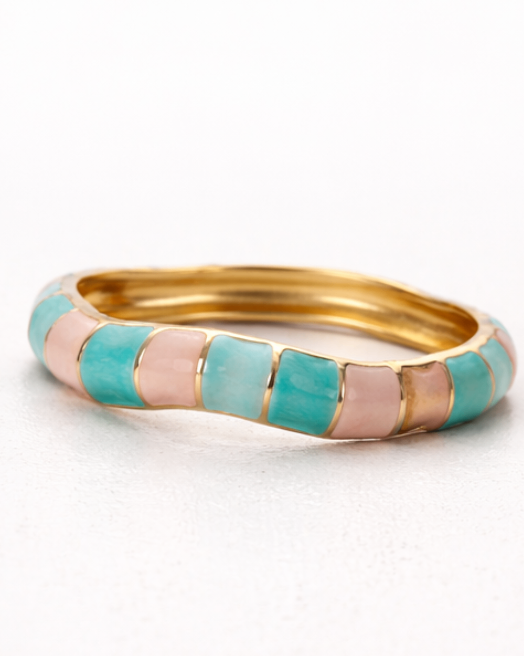Turquoise & Blush Enamel Gold-Tone Bracelet | Openable