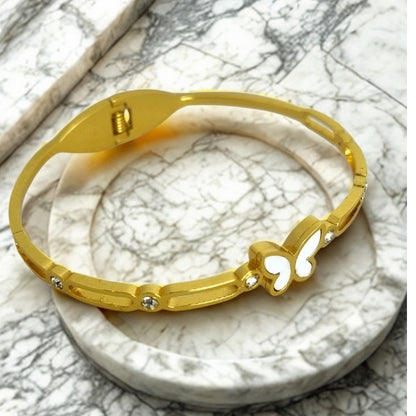 Single butterfly bracelet | Stainless Steel Gold Plated | Women Anti-tarnish bracelet | Kada Bracelet | TE/GPK/2510/002
