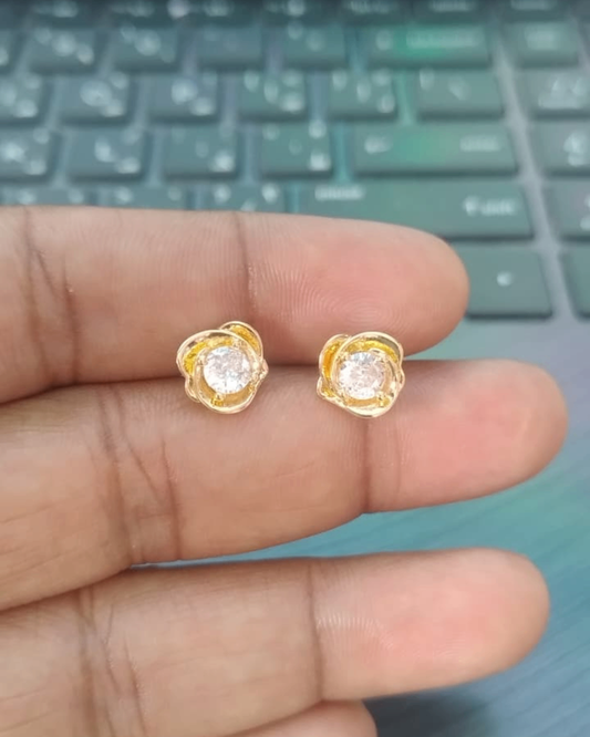 Celestia Bloom Crystal Gold Stud Earrings | Gold Plated | Premium Quality