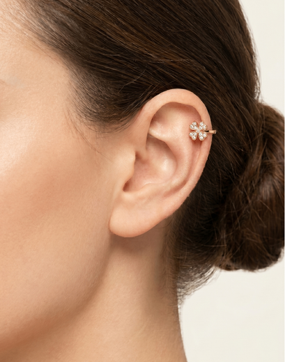 Floral Diamond Nose Ring in Gold Plated (set of 2) | Clip on Pressing nose ring | Premium Quality